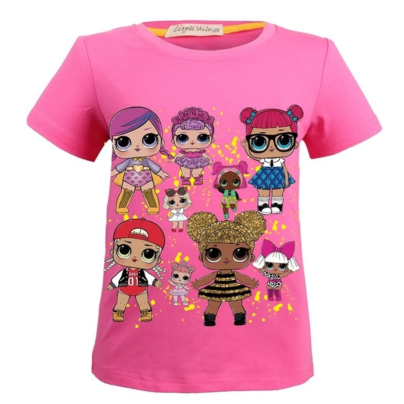 Peuter Kids Meisjes Lol Cartoon Party Tops Zomer Korte Mouw T-shirts Voor Meisje Kleding Casual T-shirt 3-8 Jaar baby Kleding