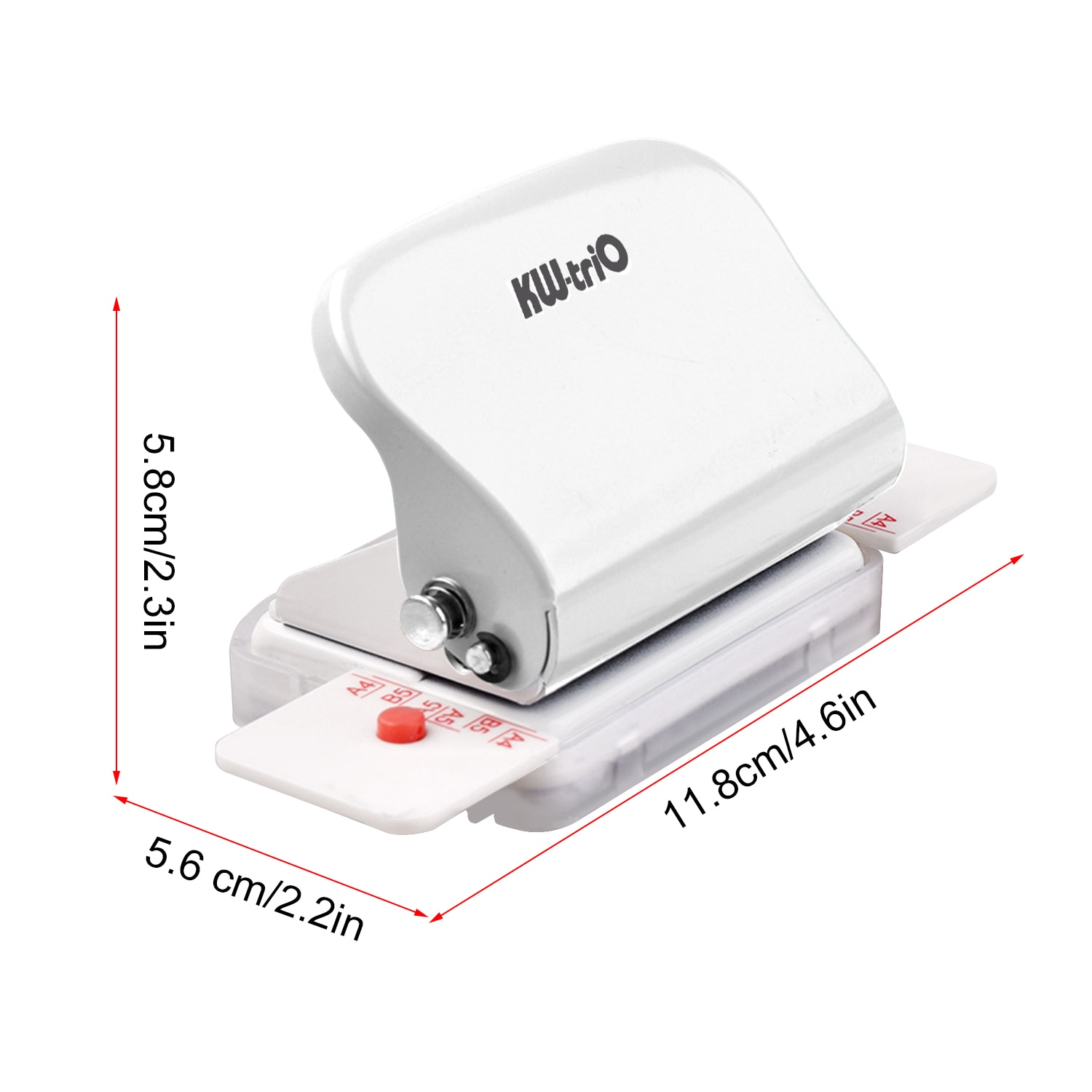KW-trio A4 A5 B5 6-Hole 6mm Paper Punch Handheld Metal Hole Puncher 5 Sheet Capacity for Notebook Scrapbook Diary Planner
