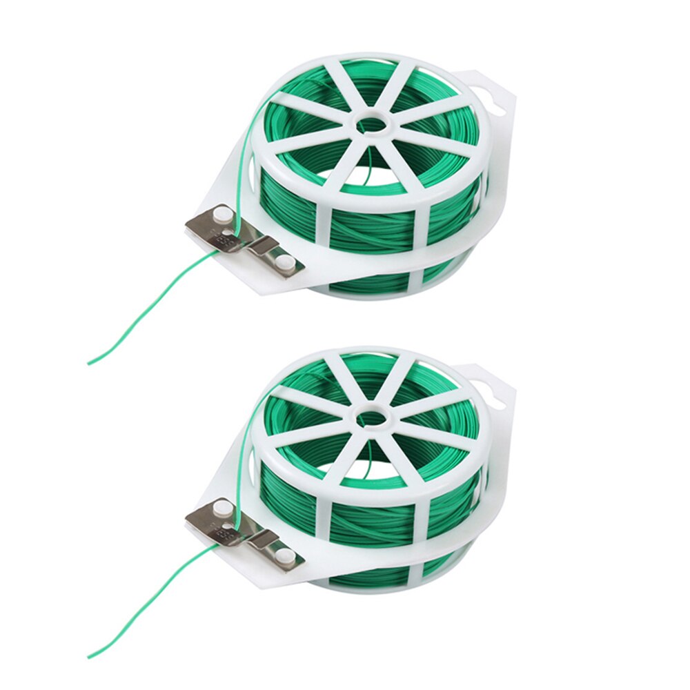 2pcs 50m Garden Twist Tie Garden Wire Green Coated Wire Twist Tie Reel Coated Plant Support Flexible securing plants flowers