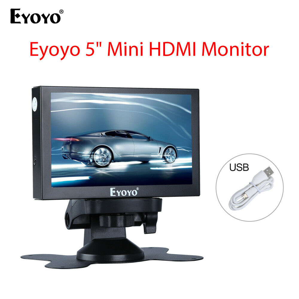 Eyoyo 5 pouces Mini moniteur HDMI 800x480 vue arrière de voiture TFT LCD écran d'affichage avec BNC/VGA/AV/HDMI sortie haut-parleur intégré