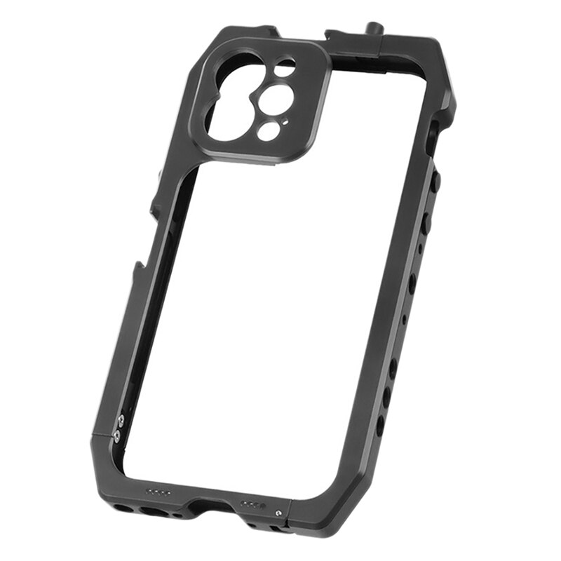 Handykäfig, smartphone-video-rig, mobiler käfig für iphone 12/ 12 pro, handykäfig mit blitzschuh und 1/4 gewindebohrungen: Schwarz
