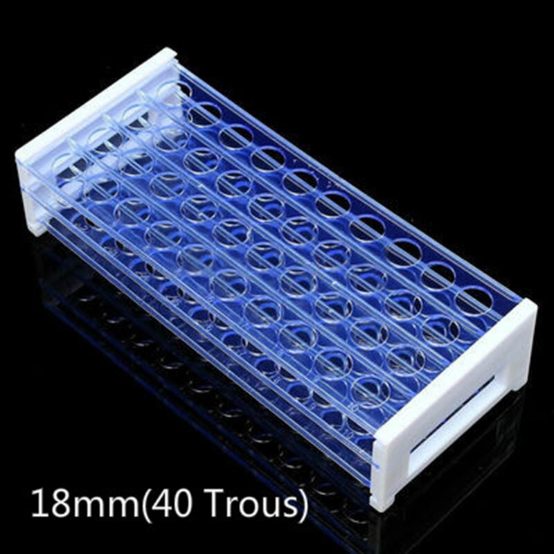 Laboratory Plastic Test Tube Rack Holder Stand for 8-18MM Test Tubing Racks Shelf for Centrifuge Tubes 40 or 50 Holes Positions: 18mm(40 Trous)