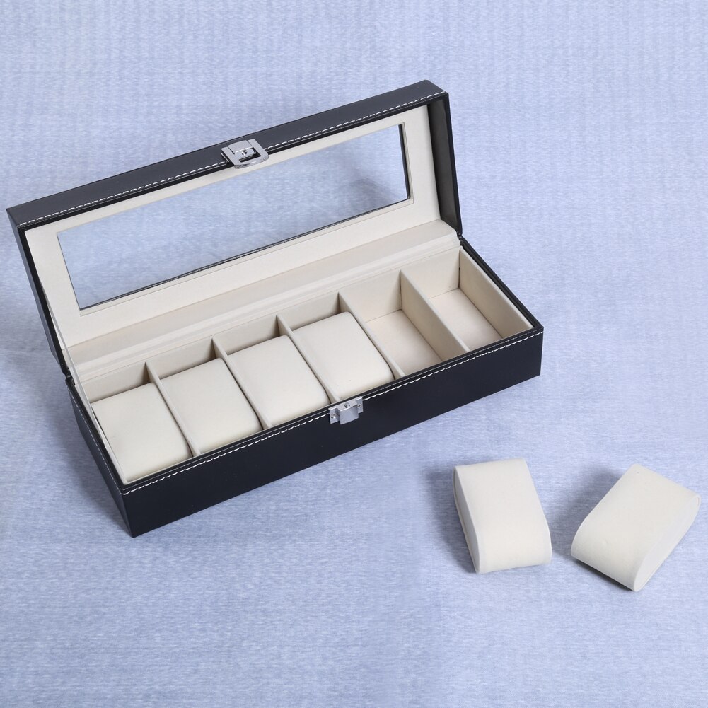 Caja de reloj de cuero con varias cajas, caja de reloj con 2, 6, 10 rejillas, soporte , reloj, porta relojes, caja de reloj de
