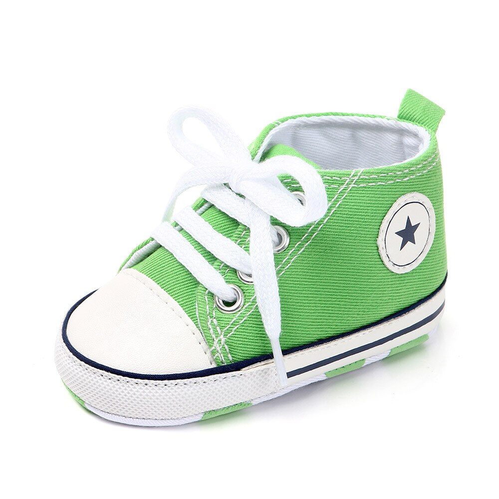 Canvas Klassieke Sport Sneakers Pasgeboren Baby Jongens Meisjes Eerste Wandelaars Schoenen Baby Peuter Zachte Zool Anti-Slip Baby schoenen: green / 13-18 months