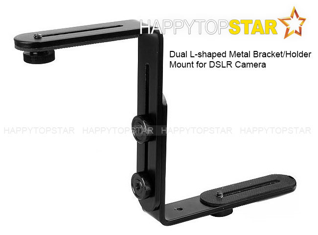 Double Double support/support en métal en forme de L pour appareil photo Canon caméscope caméra vidéo Speedlite Flash TTL support de lumière de cordon
