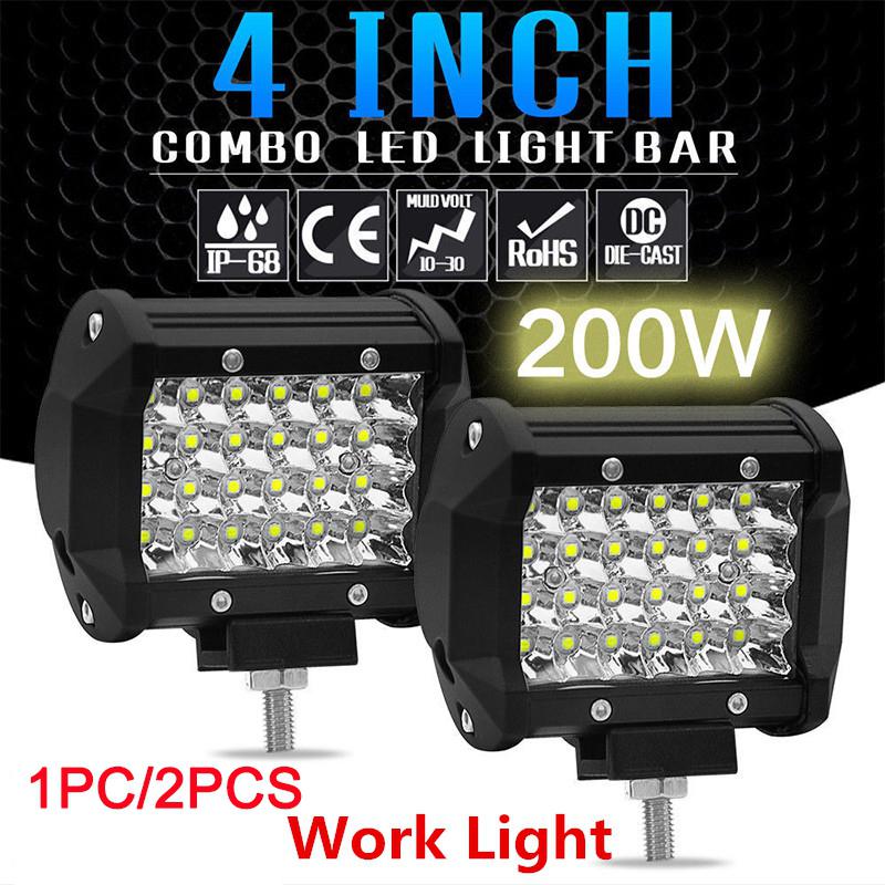 1PC/2PCS Headlights 200W 4" LED Fog Lghts Bar Spotlight Off-road Driving Combo Work Light Lamp for Truck Boat ATV Led Bar