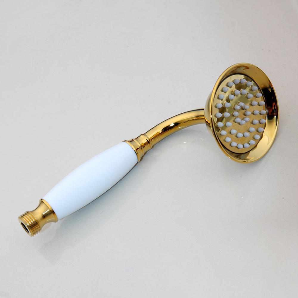 Luxury Gold Color Brass Ceramics Handheld Shower Head Bathroom Hand Held Shower Head 1.5m Shower Hose