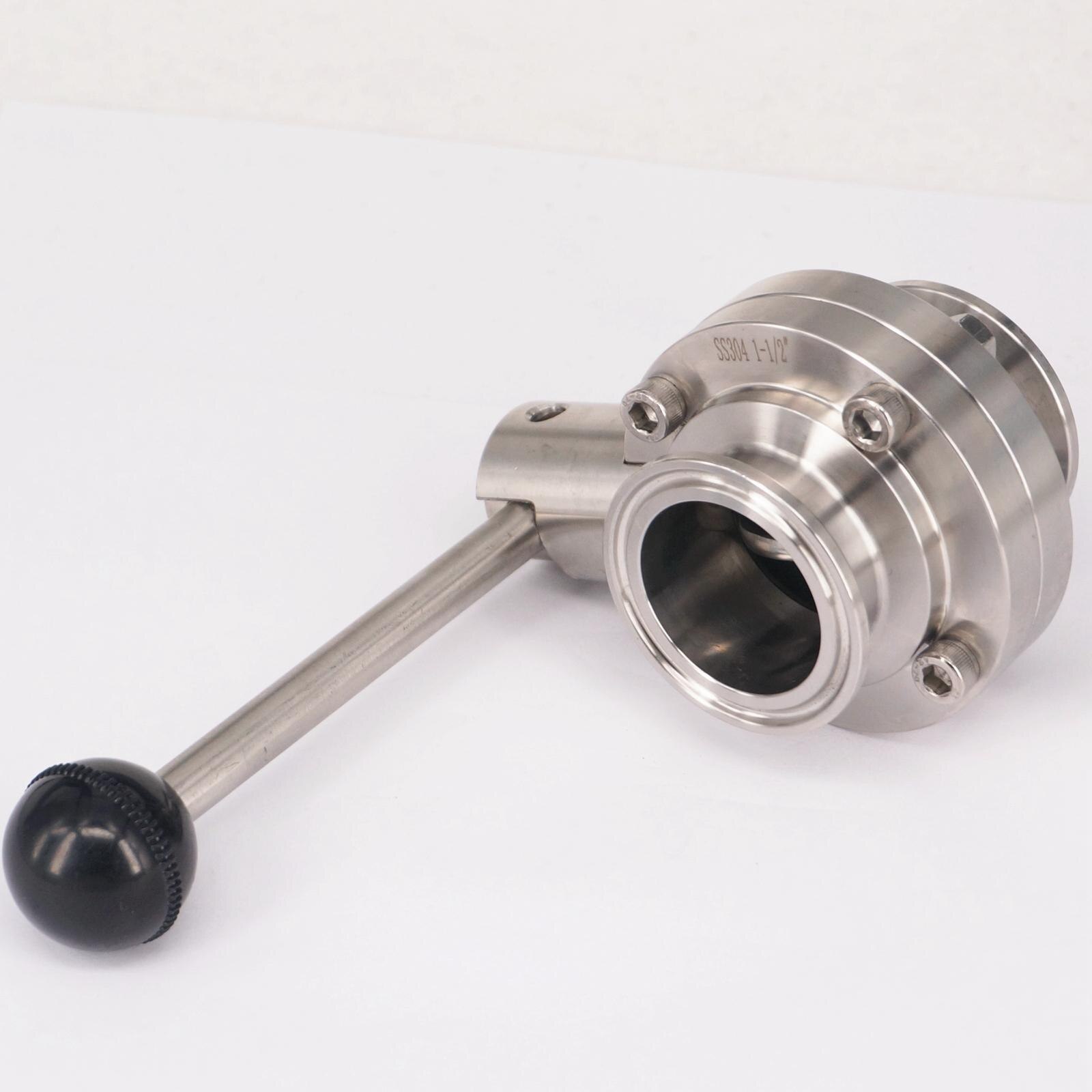 1-1/2" 38mm SuS304 Stainless Steel Sanitary 1.5" Tri Clamp Butterfly Flow control Valve Homebrew Beer Dairy Product