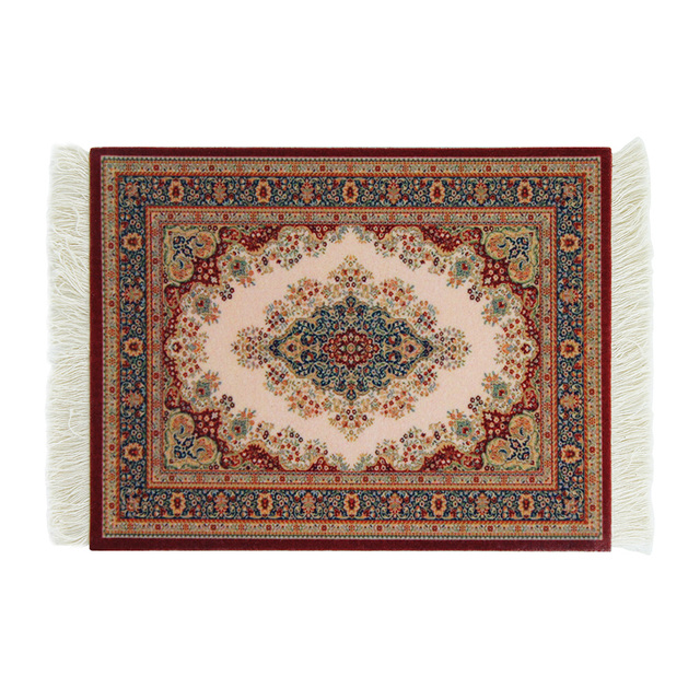 Alfombrilla para ratón, alfombrilla para comida, estilo alfombra persa, goma antideslizante, duradera, impresión rectangular, alfombrillas para ratón para juegos, posavasos: CAFÉ