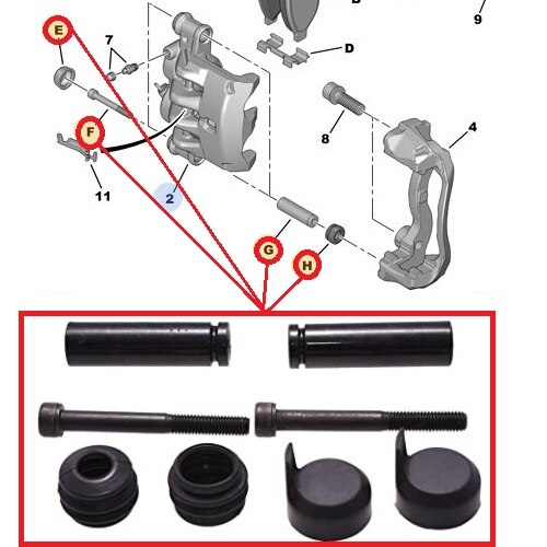 BREMSSATTEL REPARATUR Bausatz RECHTS-Verknüpfungen Hand einstellen DUCATO-Boxer-Jumper 1997-4439,39-KB10063-77364046