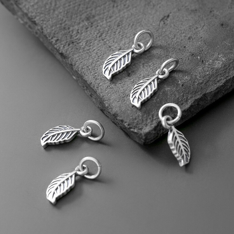 925 Sterling Zilver Casual Handgemaakte Matte Kleine Blad Charms Decoratie Ornament Matte S925 Zilveren Hanger Diy Sieraden Bevindingen