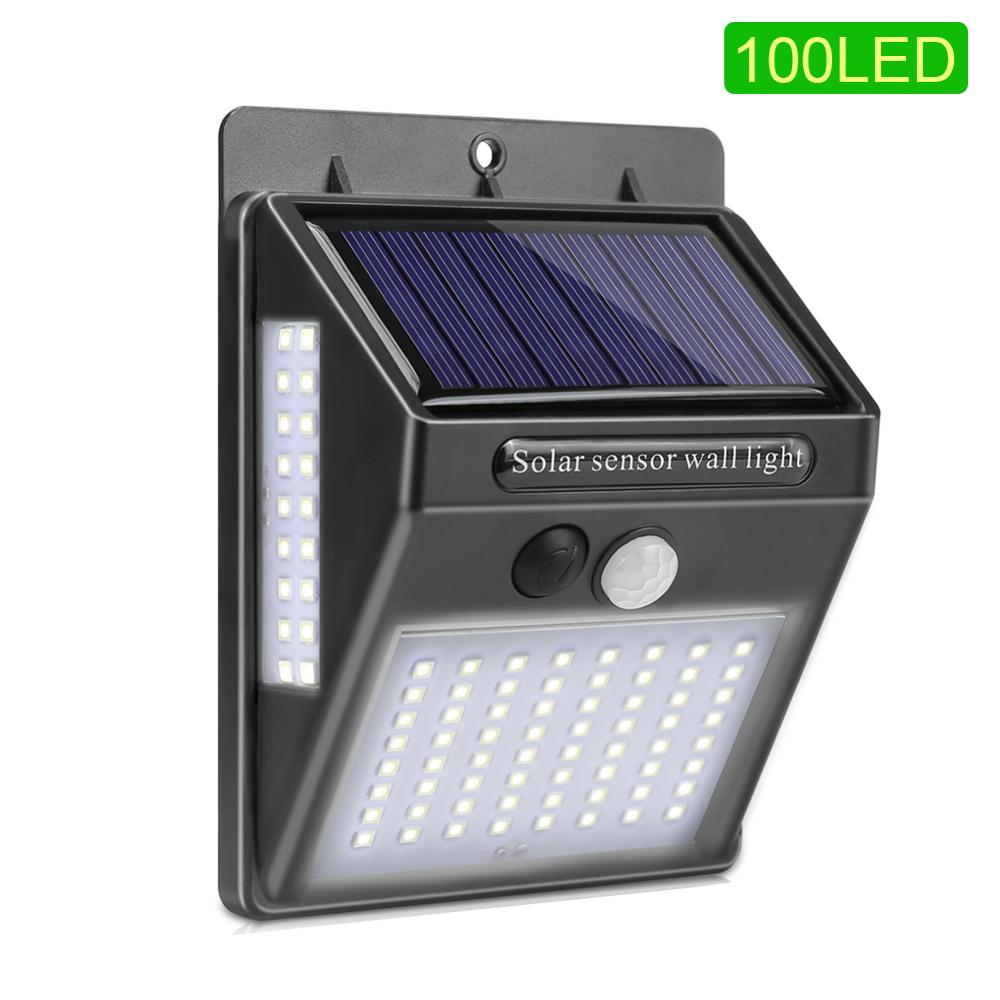 Solar Tuin Licht LED Solar Lamp Motion Sensor Waterdichte Outdoor Verlichting Decoratie Straatverlichting Beveiliging Draadloze Wandlamp: 100LED