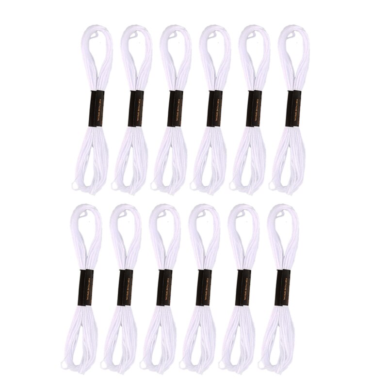 Black And White Cross Stitch Thread Embroidery Floss Skeins Black Color Hand Sewing Threads DIY Craft Needlework: 12 white