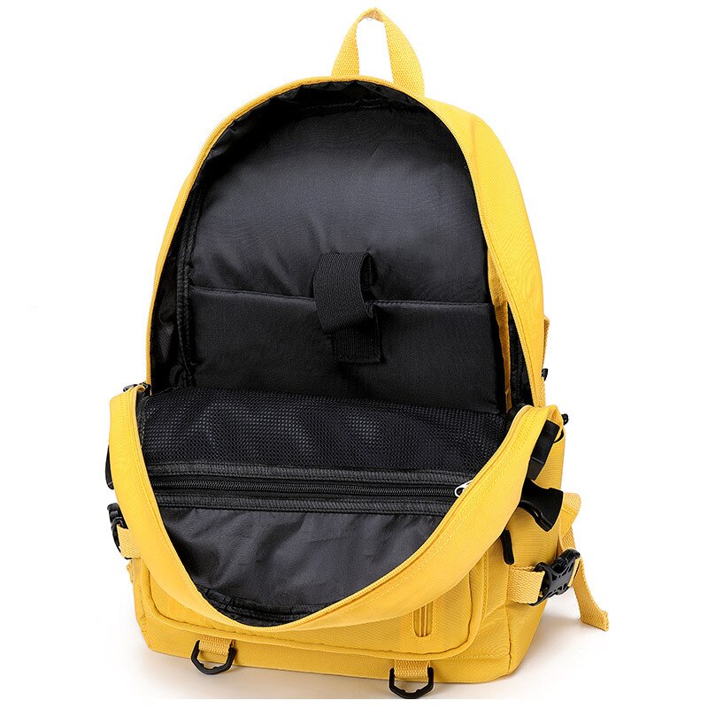 Fengdong-mochila escolar grande para adolescentes, morral impermeable de color amarillo y negro con puerto usb, bolsa para libros