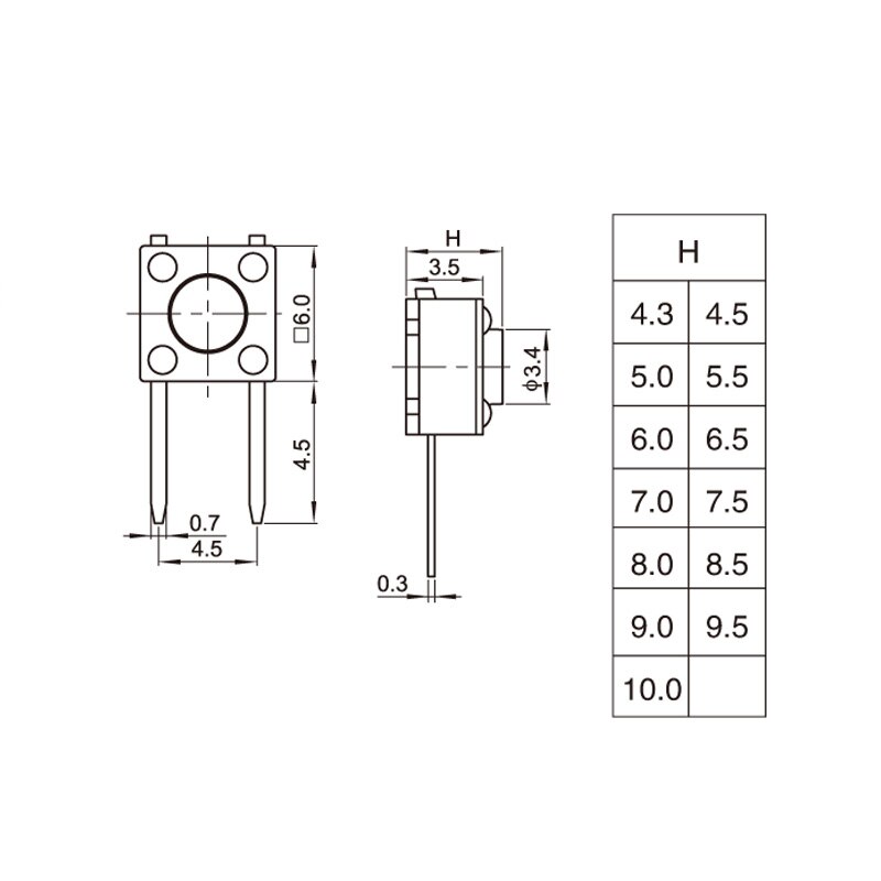 Gratis ShippingTS-D007 Touch Schakelaar 6*6*4.1 Kant Twee Voet Patch Knop 6X6X4.1 Custom roestvrij Staal Diy Handgemaakte Accessoires