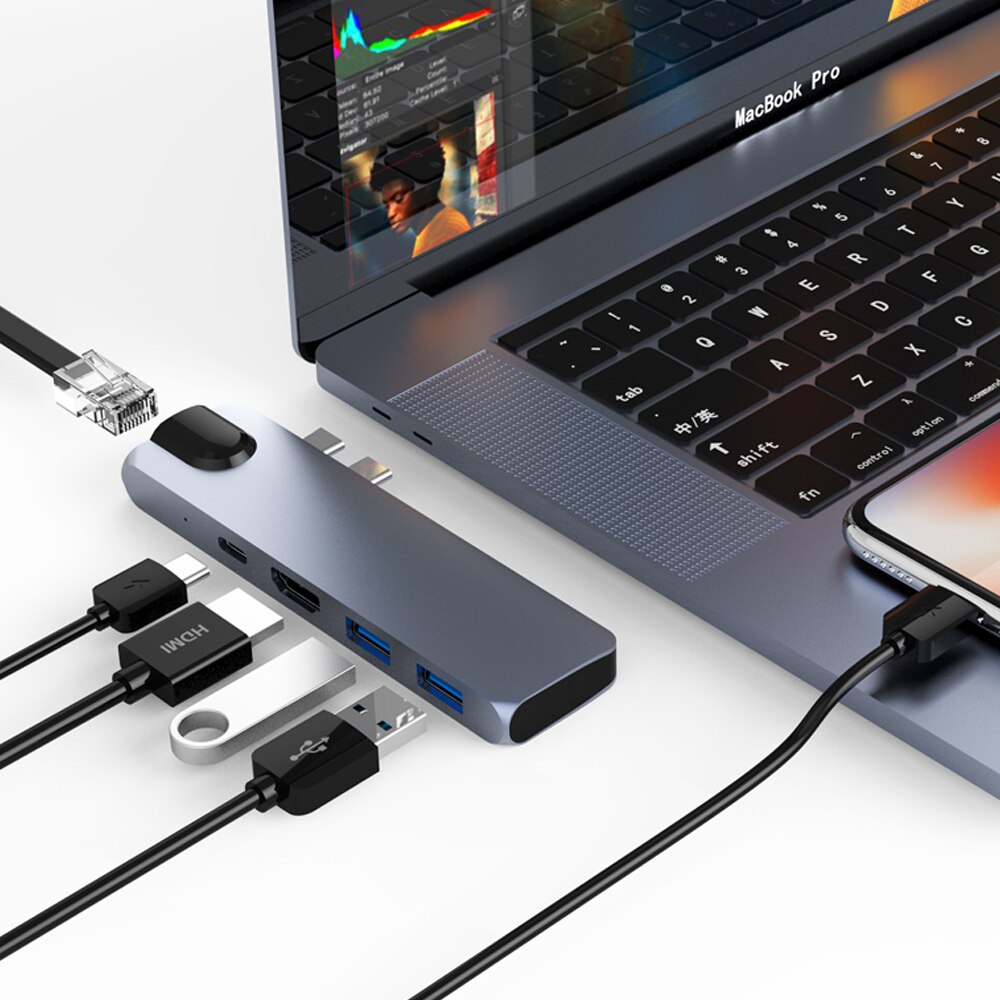 Ethernet docking station USB C Splitter für Mac Buch Thunderbolt 3 macbook air M1