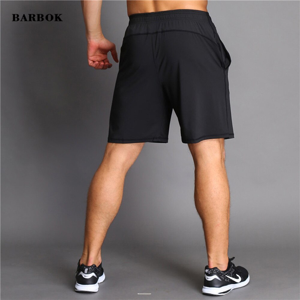 Barbok herre gymnastiksal yoga shorts sommer kalv-længde jogger shorts elastisk hurtigtørrende fitness træning træningsbukser