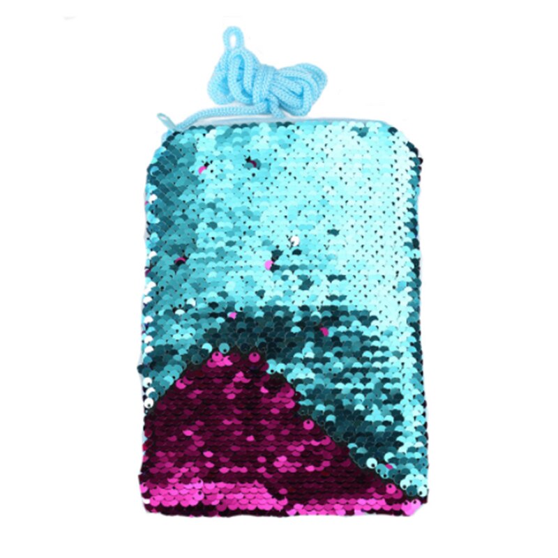 Kinderen Mermaid Pailletten Portemonnees One-schouder Crossbody Portemonnee Meisjes Lanyard Sequin Kleine Vierkante Zakken Handtassen