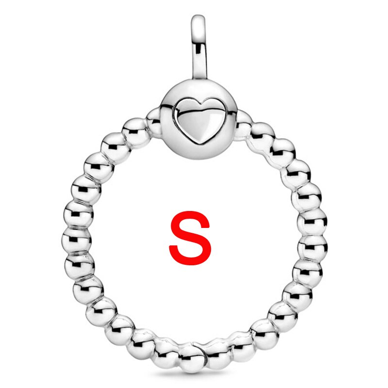 Abalorio de plata esterlina 925, accesorio con forma de corazón, pequeño, mediano, grande, corona con cuentas O colgante, compatible con pulsera Popular, joyería artesanal: 10