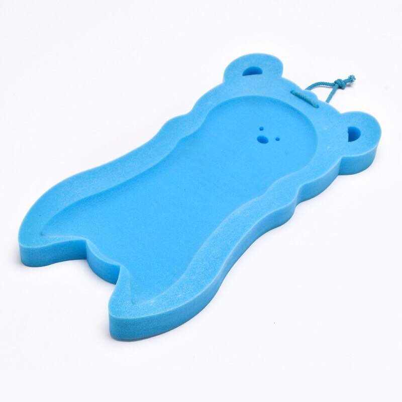 Soporte antideslizante para bañera de bebé, cama para el baño, cojín de esponja para ducha infantil, alfombrilla de baño de dibujos animados, esponja para ducha de bebé recién nacido: Azul