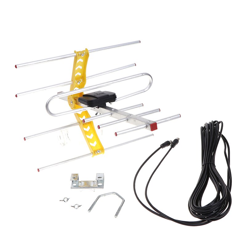 1Pc Outdoor 100 Mijl Amplified 8 Yagi Antenne Hd Tv 10dB Lange Range Uhf/Vhf/Fm Hdtv