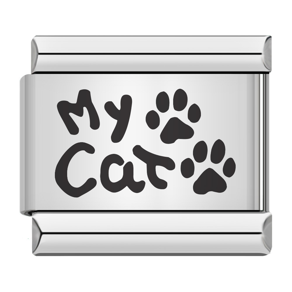 Hapiship Beliebte Einhorn Alpaka Katze Hund Fußspuren Charme Verbindet Fit 9mm Edelstahl Armband Schmuck, Der DJ197: H