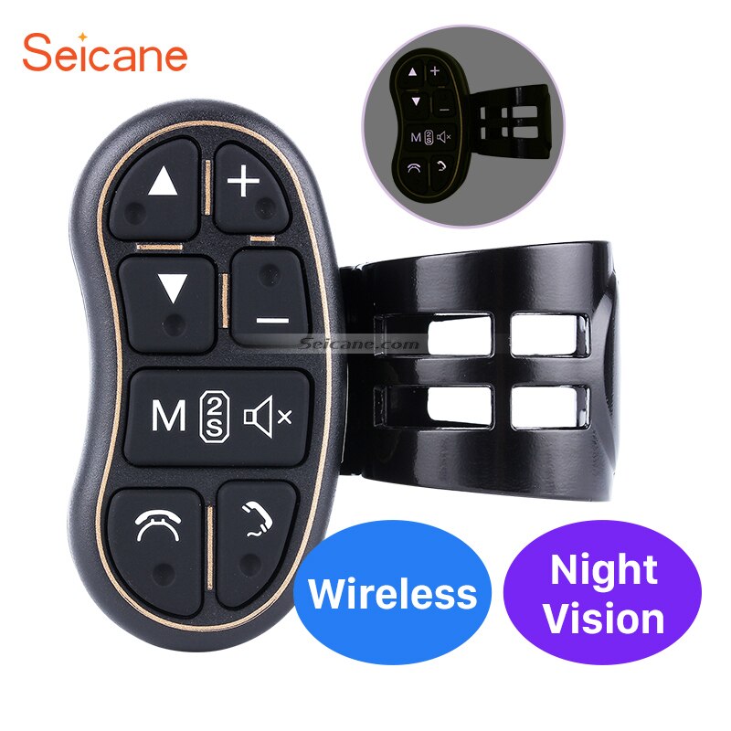 Seicane-Botones de volante para coche, control remoto inalámbrico para coche, reproductor de DVD, Radio, GPS