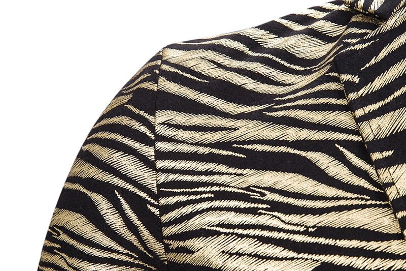 Men's Blazer Slim Fit Tiger Bronzing Printing Suit Dress Costumes Jacket tuxedo Blazer
