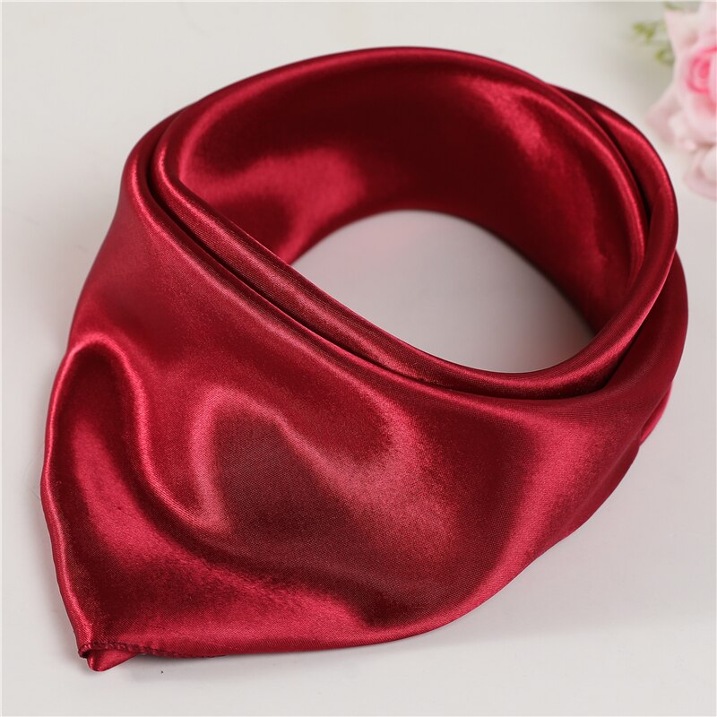 50cm små firkantede tørklæder til kvinder foulard hår pandebånd halstørklæde bandana solid satin hår tørklæder taske bindebånd