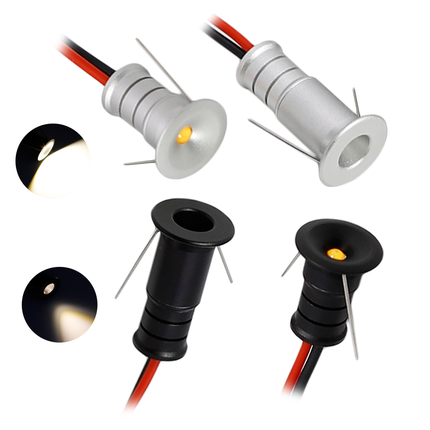 Mini-spotlight 0.5w innfelte downlights 10mm utskjæringer  dc12v led-spotlights for tak trapper gangveier gårdsplasser skap korridor