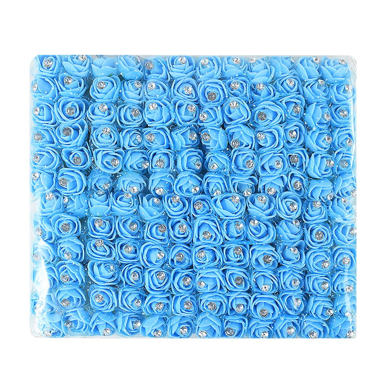 144 Stuks Mini Kunstbloemen Hoofd Met Strass Schuim Teddybeer Rozen Boeket Voor Bruiloft Home Decor Kerstkrans: GRIJS