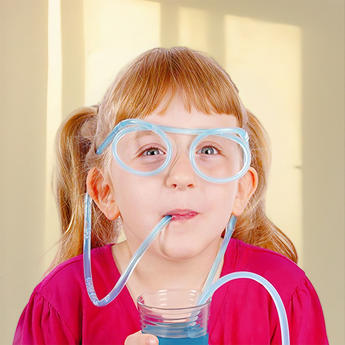 2-8PCS Straw Glasses, Reusable Fun Loop Drinking Straw Eye Glasses, Novelty Eyeglasses Straw for Party Annual Meeting Parties
