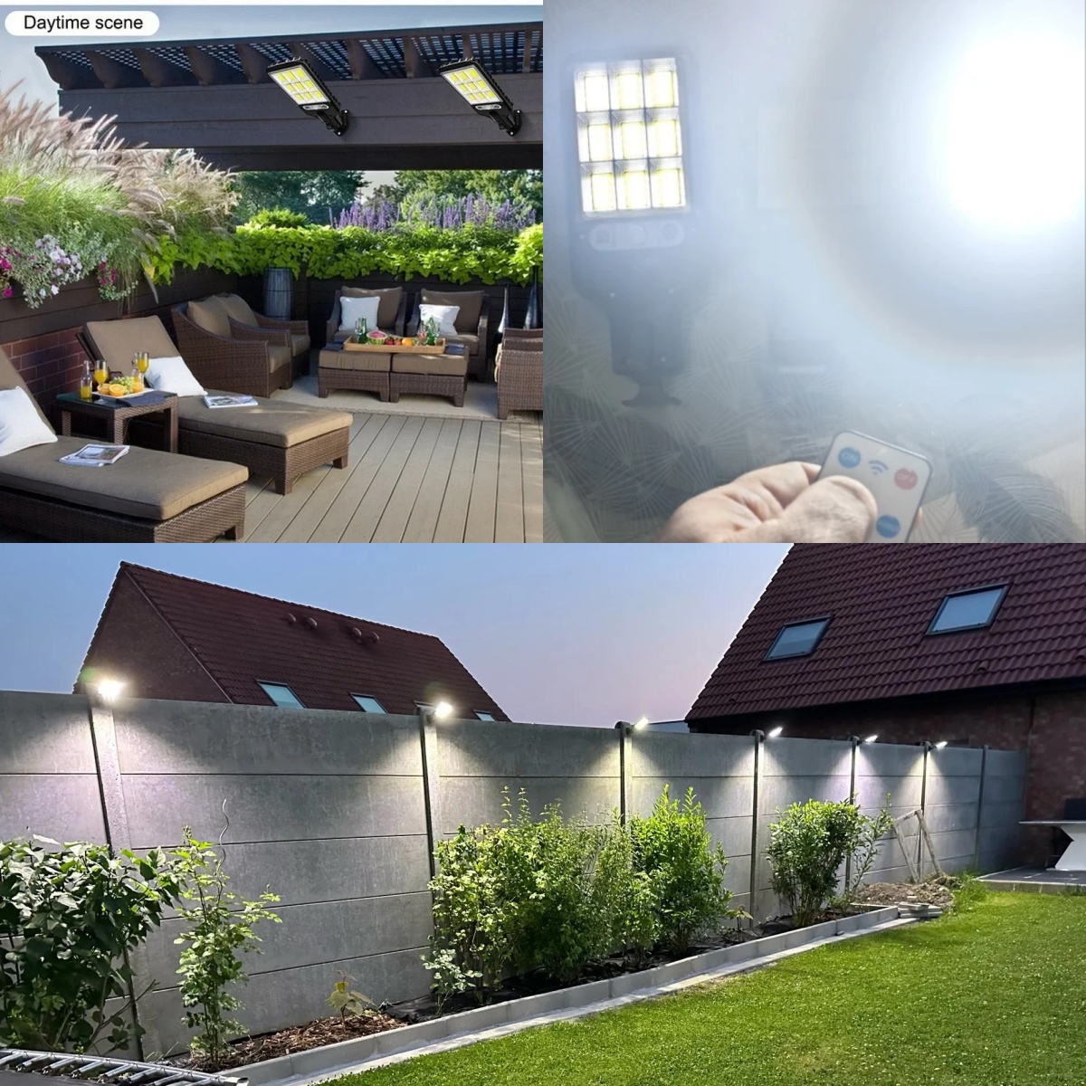 350000 LM Outdoor Solar Lights Bewegingssensor Solar 3-modi Waterdichte beveiliging Wandverlichting voor Patio Tuindeur Straatverlichting