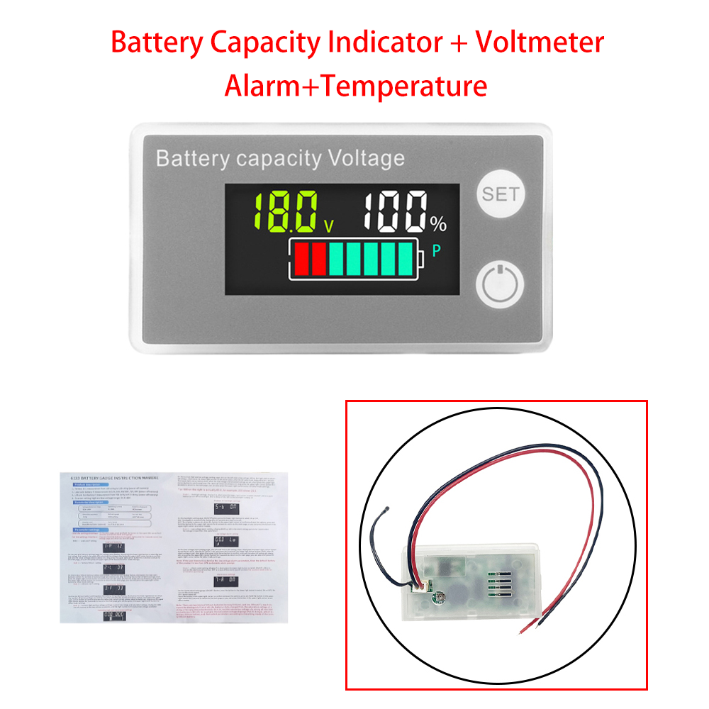 6133A Battery Capacity Indicator DC 8V-100V LCD Digital Voltmeter Electricity Meter 12V 24V 48V 72V Voltage Tester Battery Gauge: Blue