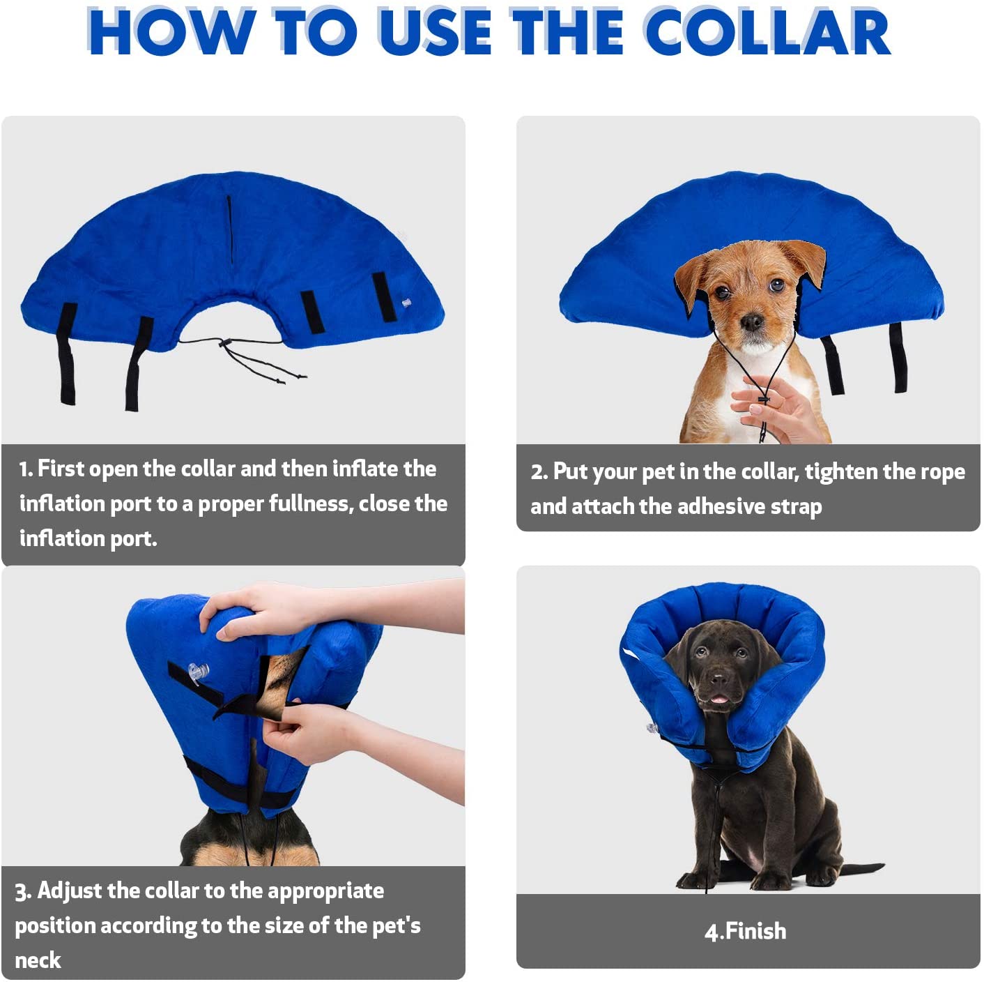 Inflatable Recovery Collar for Dogs Cats Pets [Upgraded Version], Adjustable Soft Collar to Prevent Pet Licking Touching Wounds