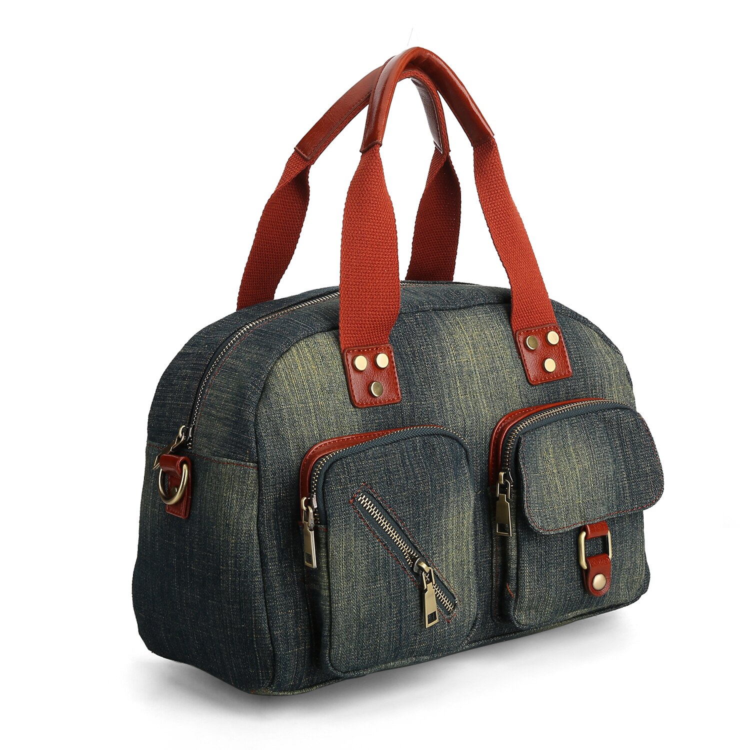 nouvelles femmes élégantes fourre-tout spacieux et Durable dames sacs à main jean sacs à bandoulière femmes sac fourre-tout décontracté Denim-wash bleu: retro denim