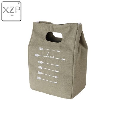 XZP Simple Canvas Lunch Bag Portable Meal Letter Cotton Linen Food Tote Pouch Bento Lunch Large Capacity Bag Storage Bags