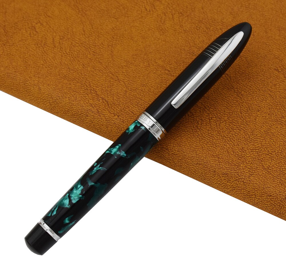 Duke Classic Fountain Pen 911 Dark Blue Big Shark Shape Full Metal Iridium Medium Nib Writing Pen Business Office Home Supplies: Marble Green