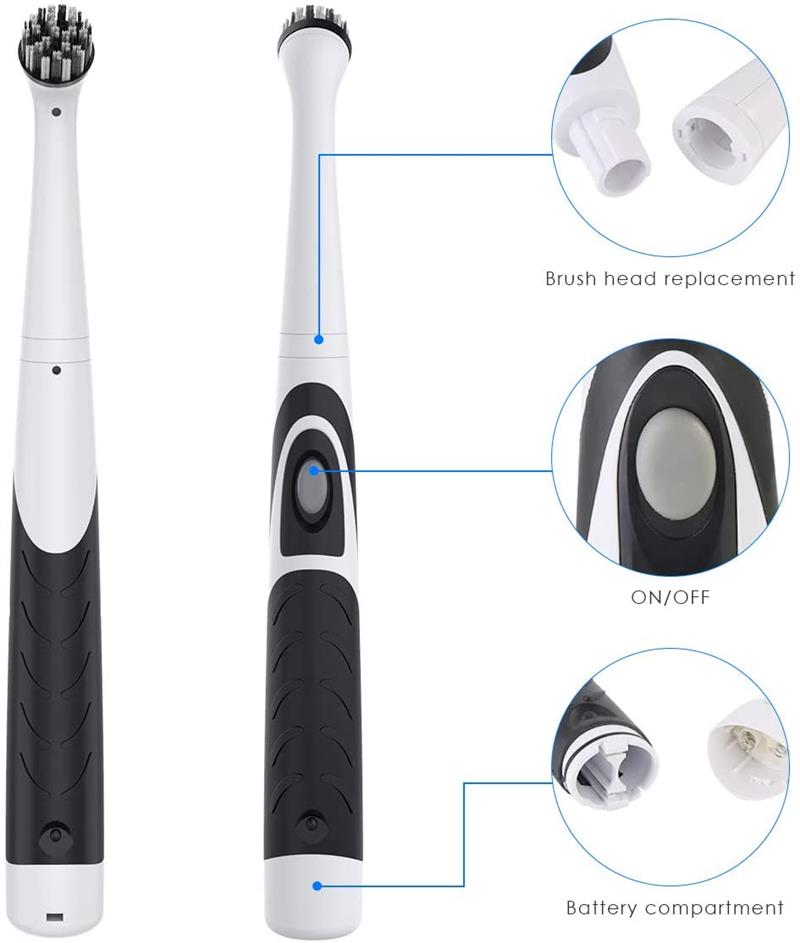 Electric Cleaning Brush Oscillating Cleaning Tool, Super Power Sonic Power Scrubber Cordless With 4 Heads: White