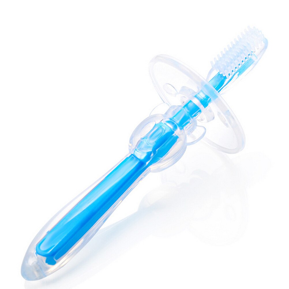 1 PC Bambini Molle Del silicone di Formazione Del bambino Spazzolino Dentale Igiene orale Spazzolino Da Denti Strumento Del capretto Del bambino spazzolino da denti bambino spazzolino da denti: Blu