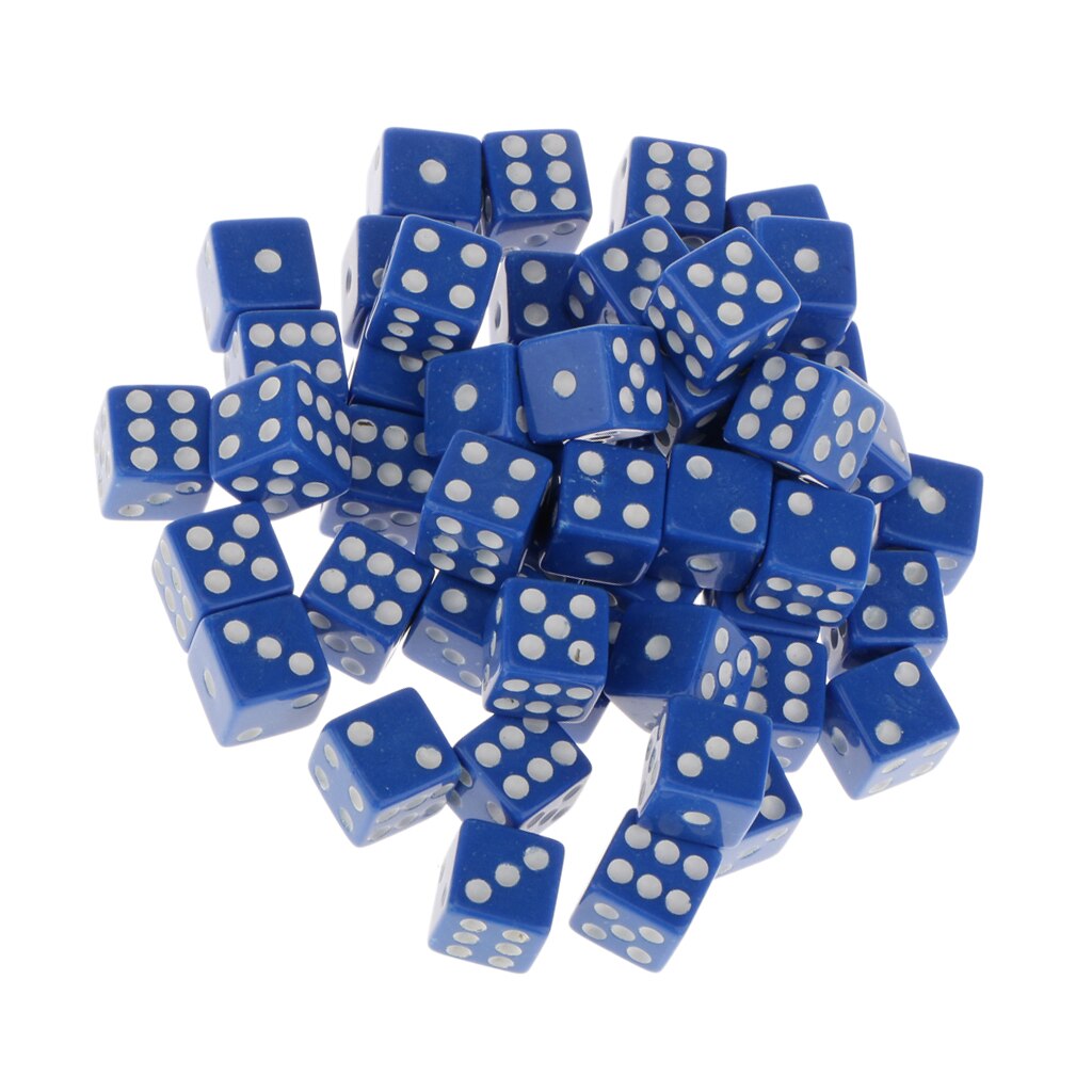 12 Mm 50 Pcs Acryl Zes Zijdig Spot Dice Party Games Dobbelstenen Blauw Kleur