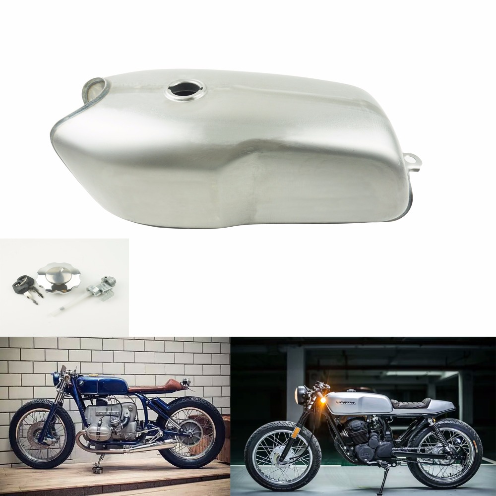 9l/2.4 gal vintage cafe racer bensintank universal motorcykel bränsletank bar stål med tjock järnskydd för yamaha  rd50 rd350