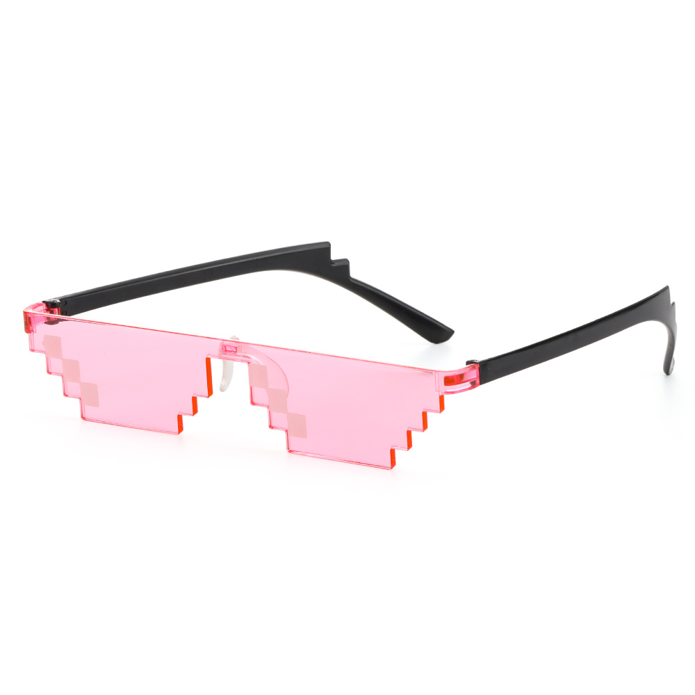 divertido mosaico gafas de sol Thug Life gafas de sol Pixel negro Retro Gamer Robot gafas de sol de cumpleaños Cosplay favores: Rosa