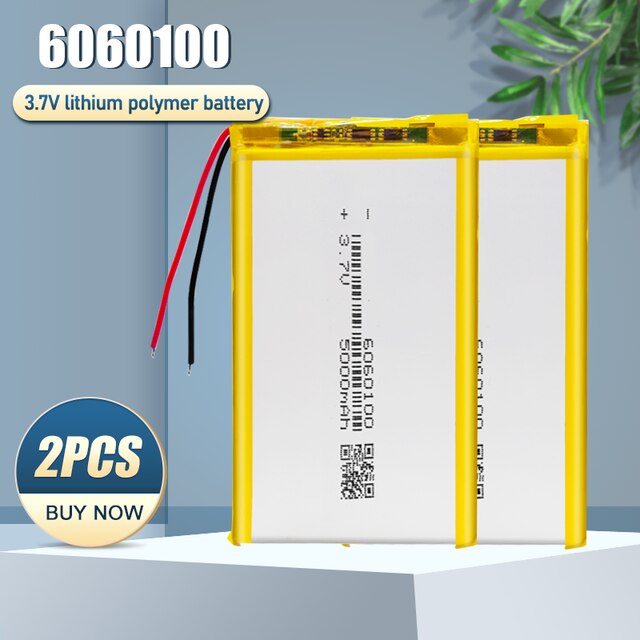 6060100 3.7V 5000mAh batteria ricaricabile ai polimeri di litio batteria agli ioni di litio per GPS PSP DVD pad potenza Banca tavoletta PC prodotto digitale: 2pezzi