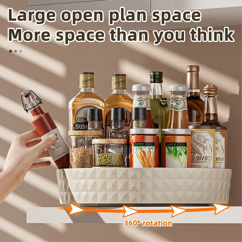1 Stuk Keuken Opslag Kruidenrek 360 Graden Roterende Kast Organizer Lade Antislip Spice Ronde Rek Plaat Cosmetische Organizer