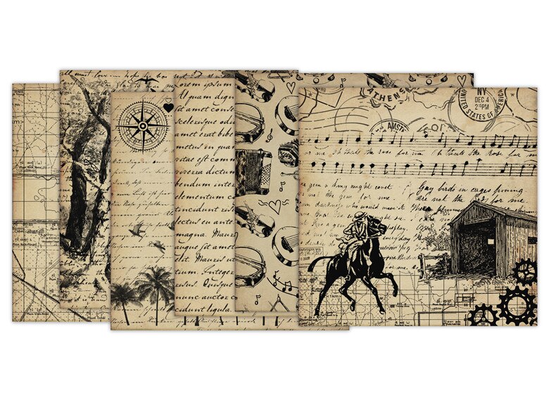 2022 Retro newspaper style Scrapbooking paper pack of 24 sheets handmade craft paper craft Background pad