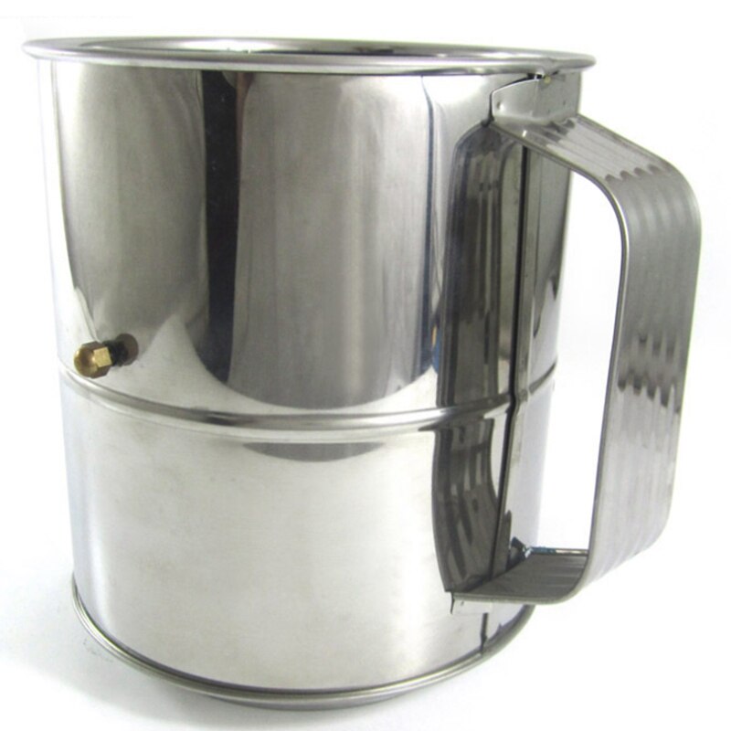 Fine Sieve Cup Easy Clean Stainless Steel Rotating Flour Colander Pastry Cocoa Baking Tool Hand Crank Sifter Mesh