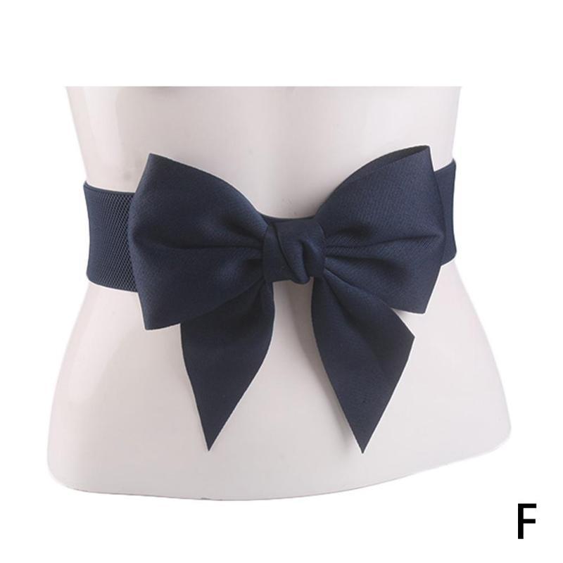 Ceinture élastique large à nœud papillon pour femme, accessoire de décoration pour robe: navy blue