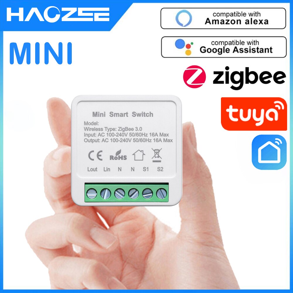 Tuya Smart ZigBee Light Switch Module Smart Home Automation DIY Breaker Supports 2 Way Control, Work with Alexa Google Home