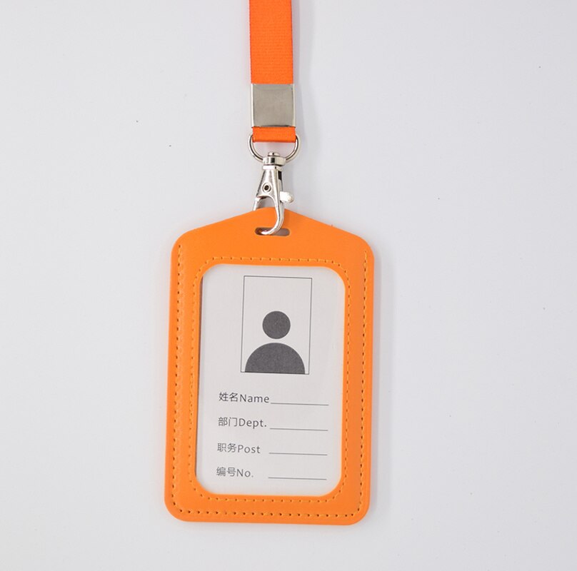 Portable Neck Strap Rope Staff Employee's ID Work Card Holder PU Office Buliding Gate Pass Access Card Cover Sleeve with Lanyard: NO.5